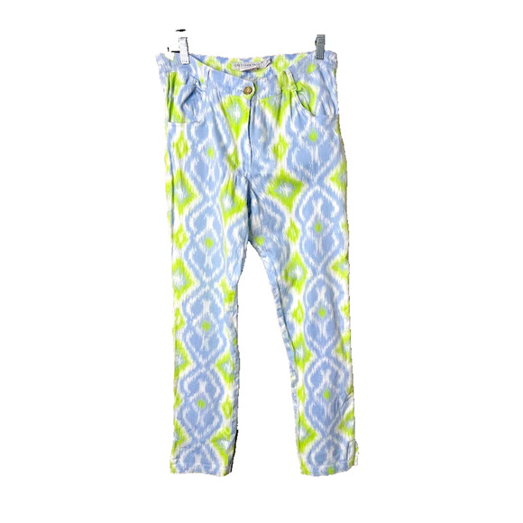 Gretchen Scott Gripeless Cotton Spandex Jeans Kitt Ikat Size L Stretch 5 Pockets - Picture 2 of 10